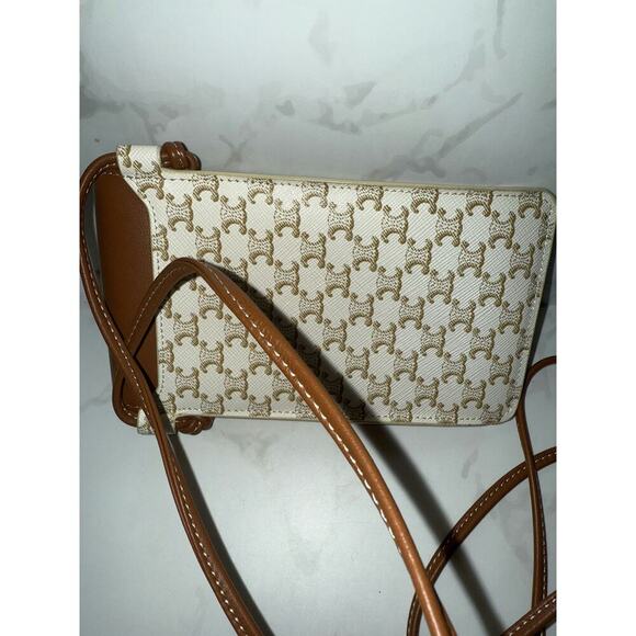 Celine Triomphe Canvas Lambskin Phone Pouch With Flap - Excellent Condition - Picture 2 of 7